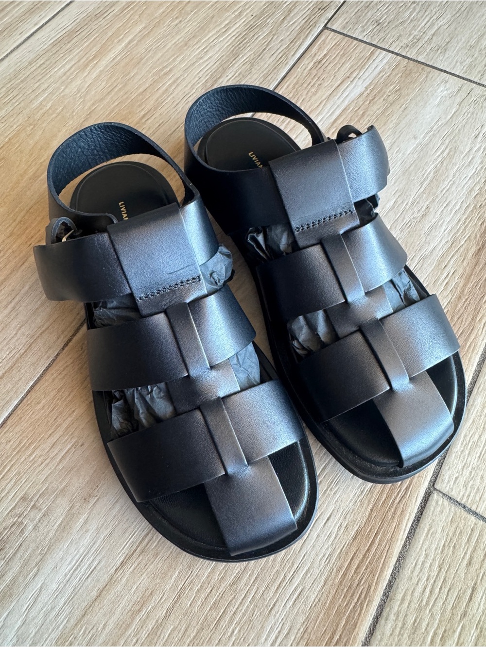Liviana Conti Black Leather Fisherman Sandals Made in Italy Size 37